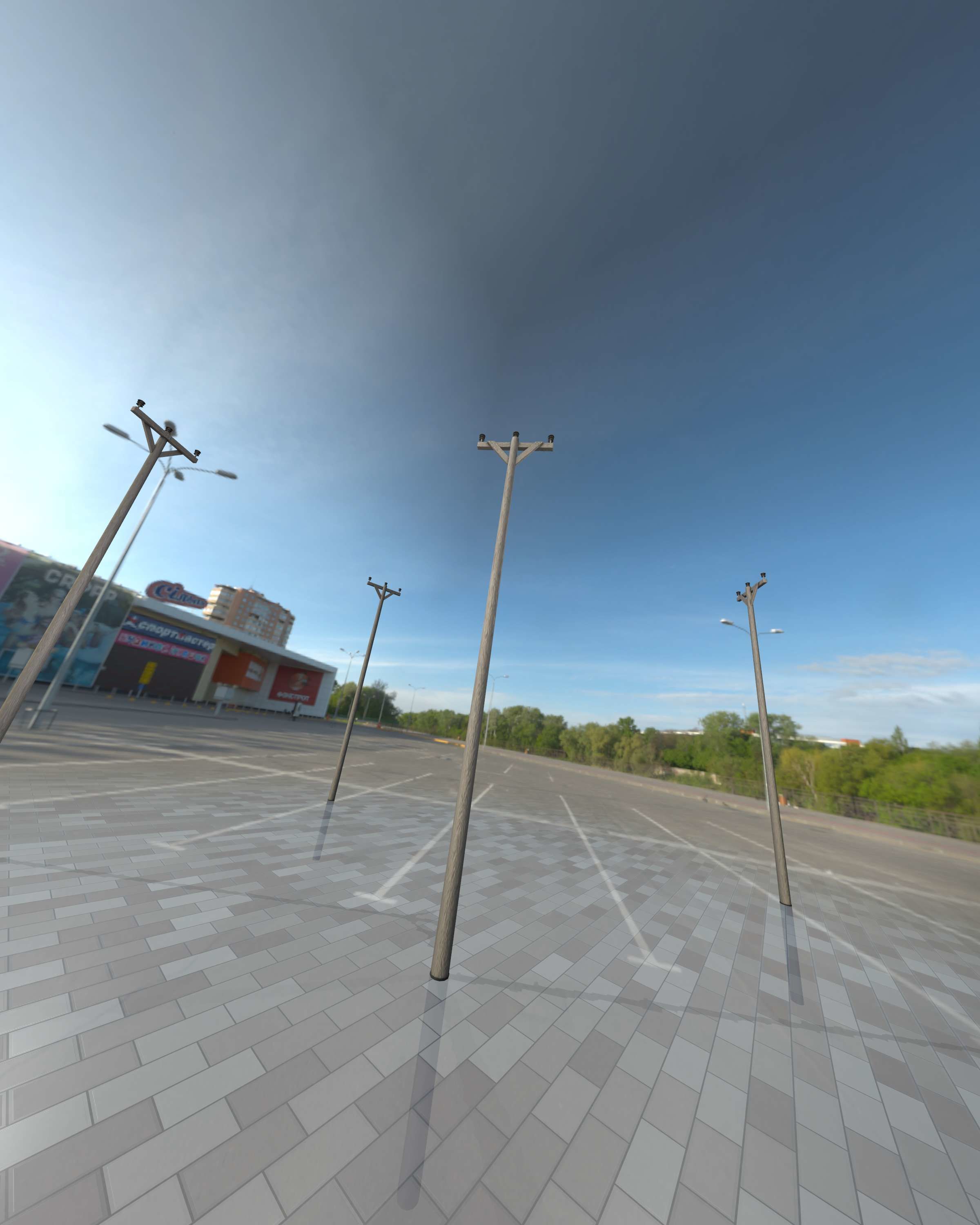 Wooden Electricity Pylon - Object 015 Low-poly 3D model_13