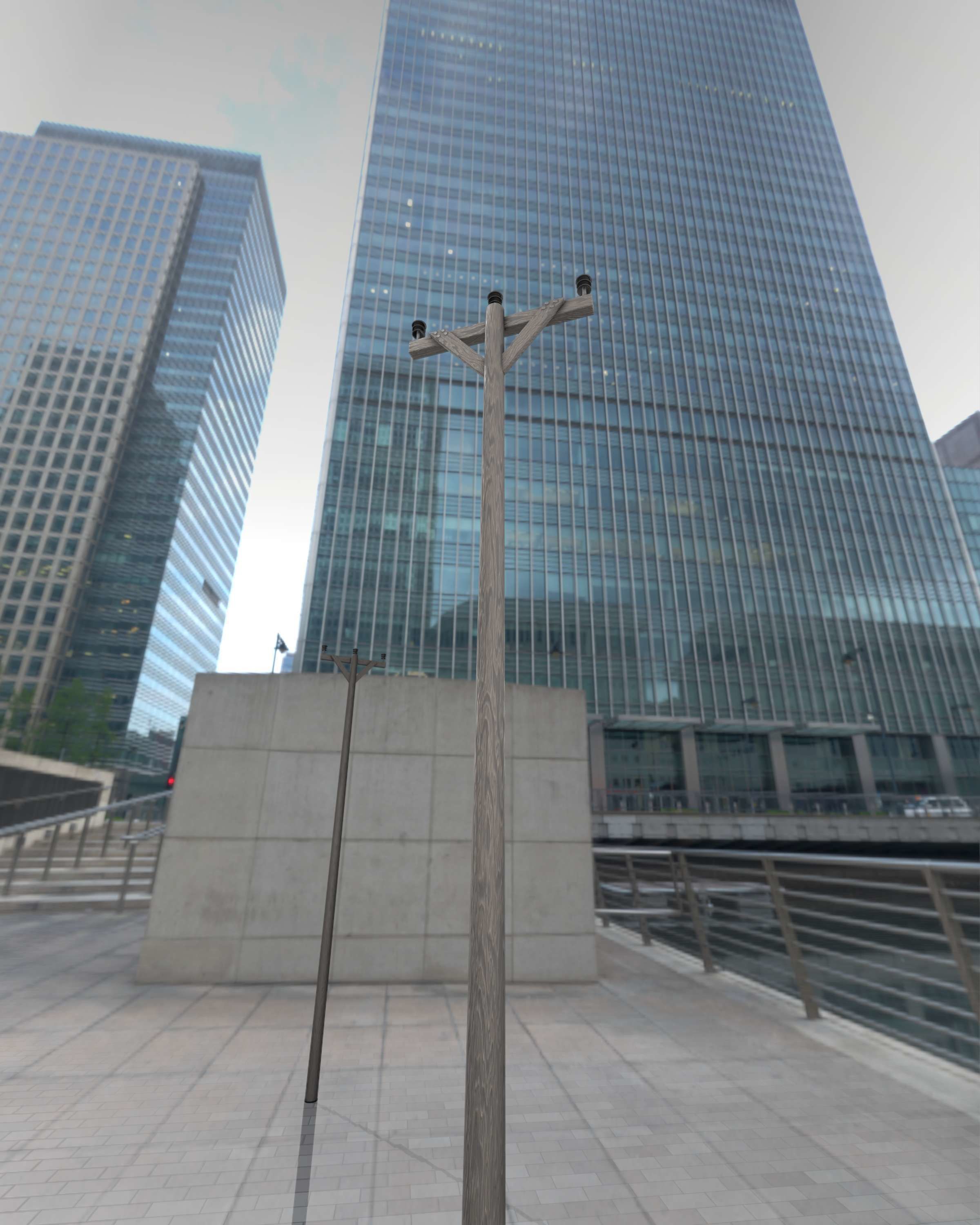 Wooden Electricity Pylon - Object 015 Low-poly 3D model_11