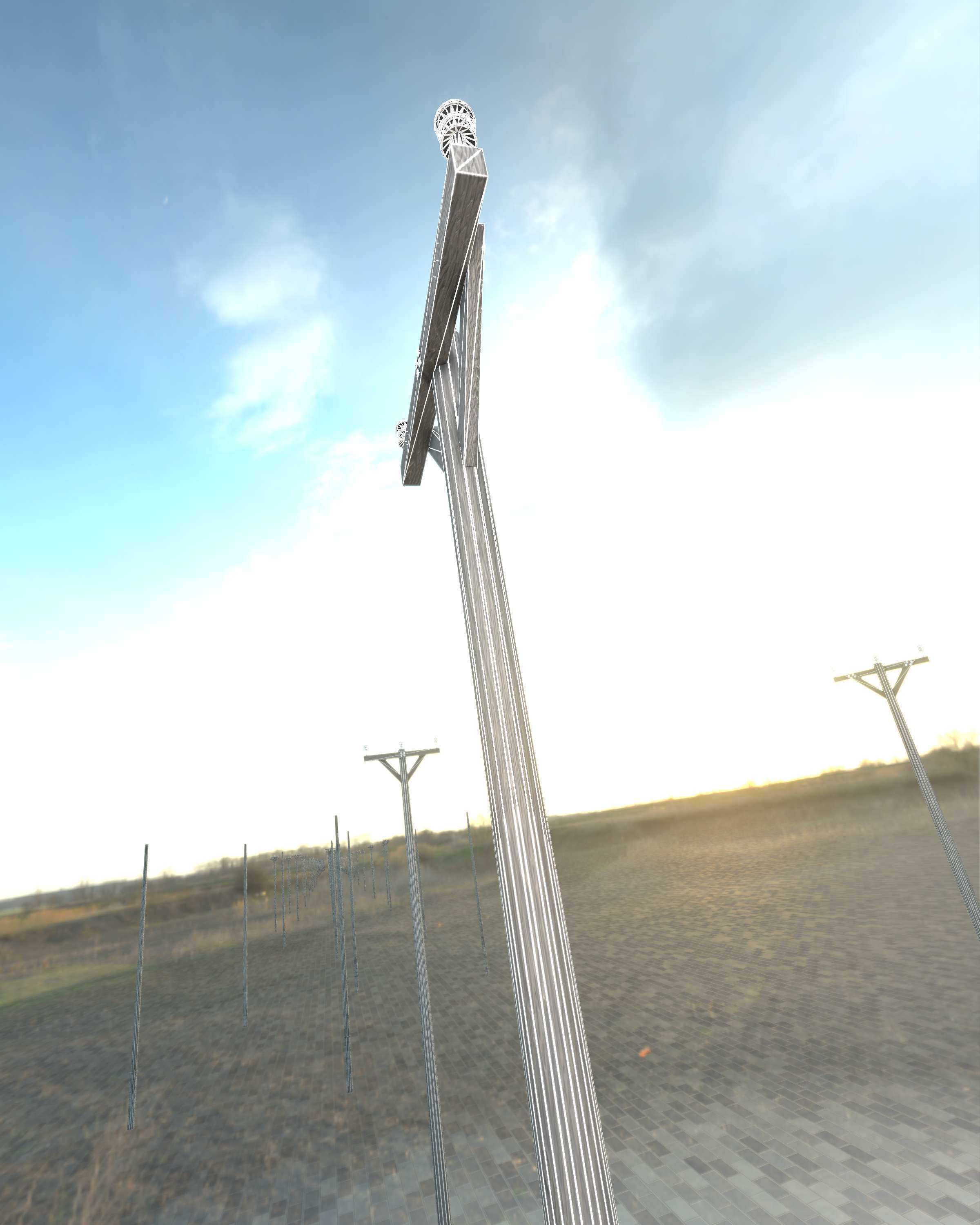 Wooden Electricity Pylon - Object 015 Low-poly 3D model_22