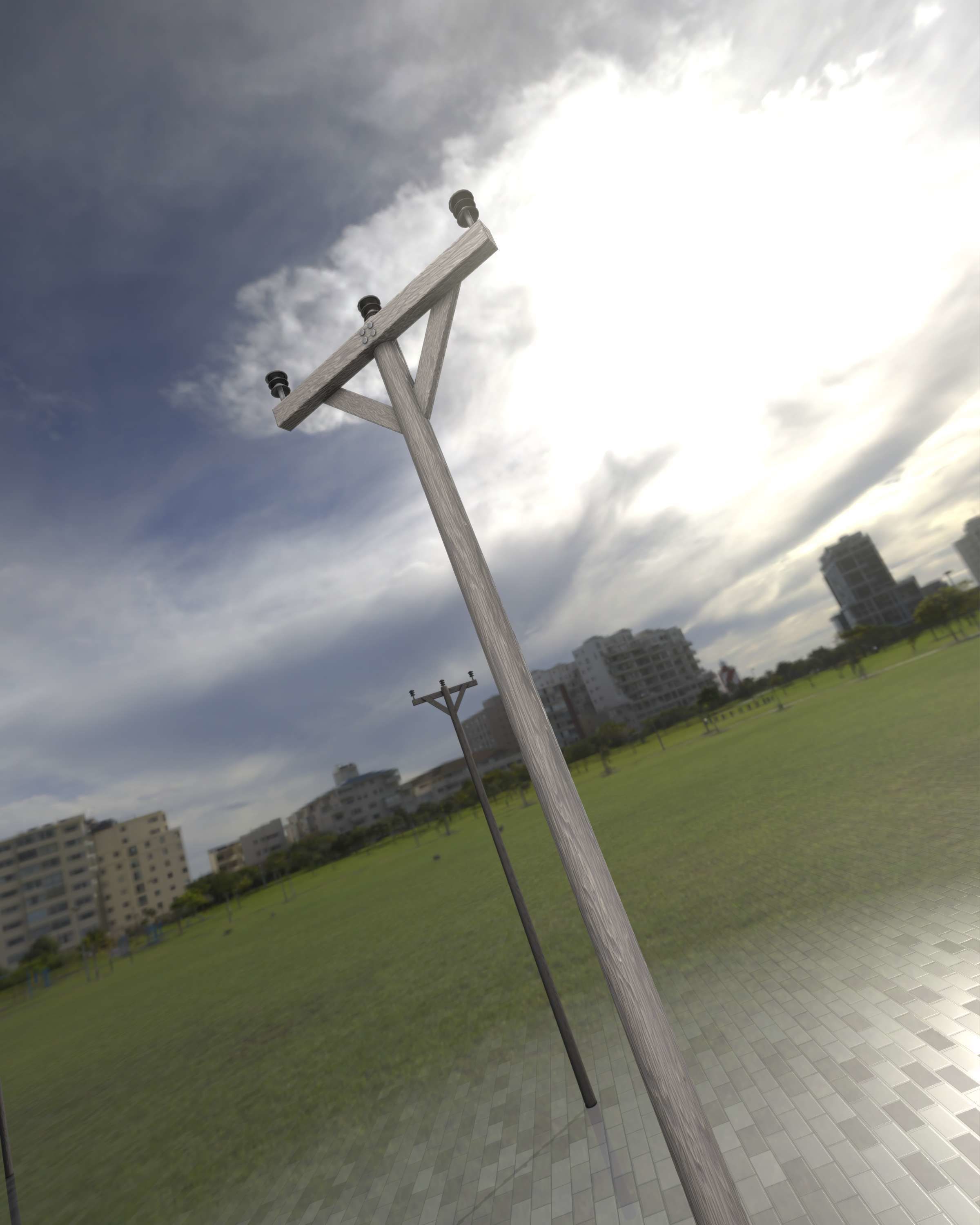 Wooden Electricity Pylon - Object 015 Low-poly 3D model_48