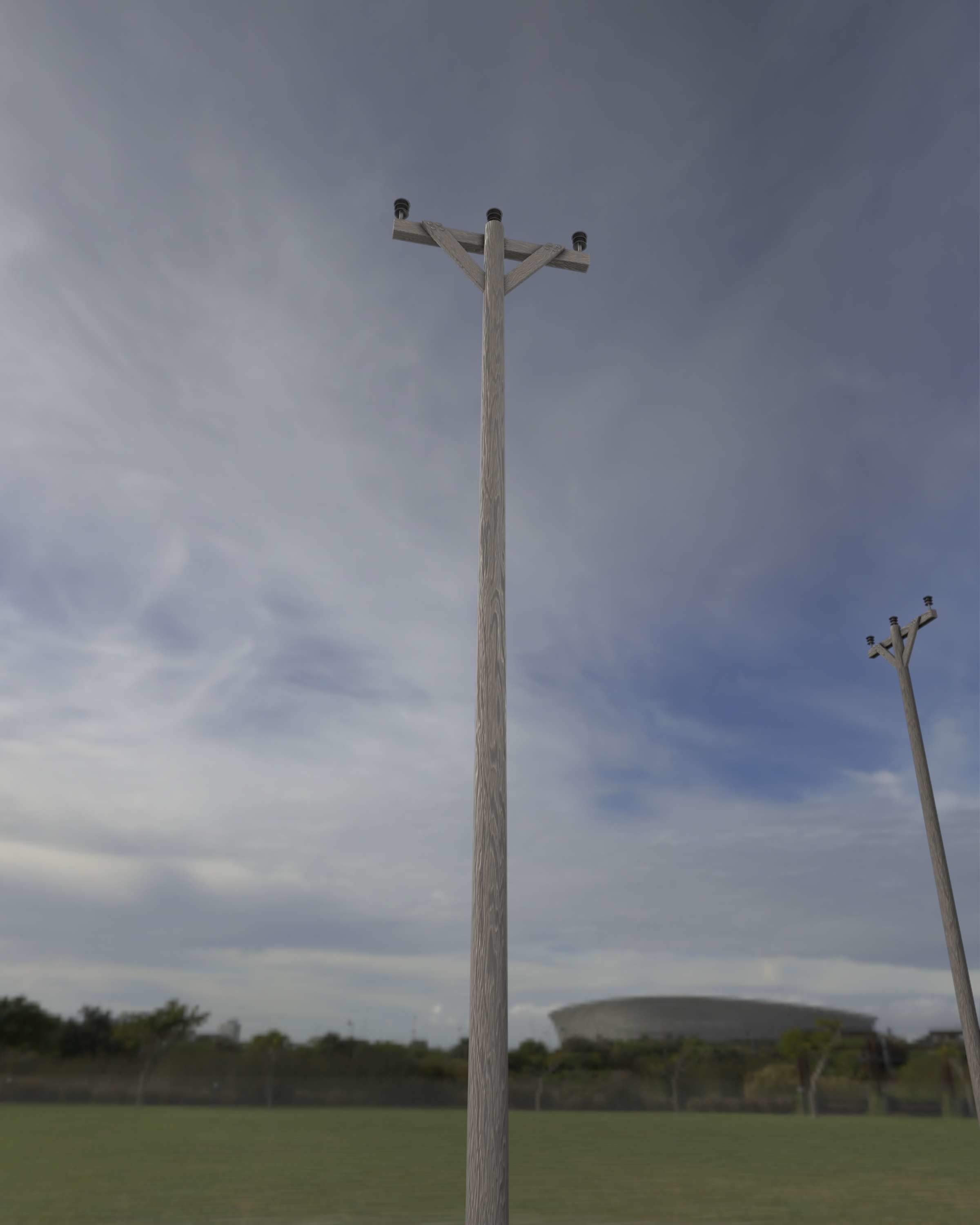 Wooden Electricity Pylon - Object 015 Low-poly 3D model_38