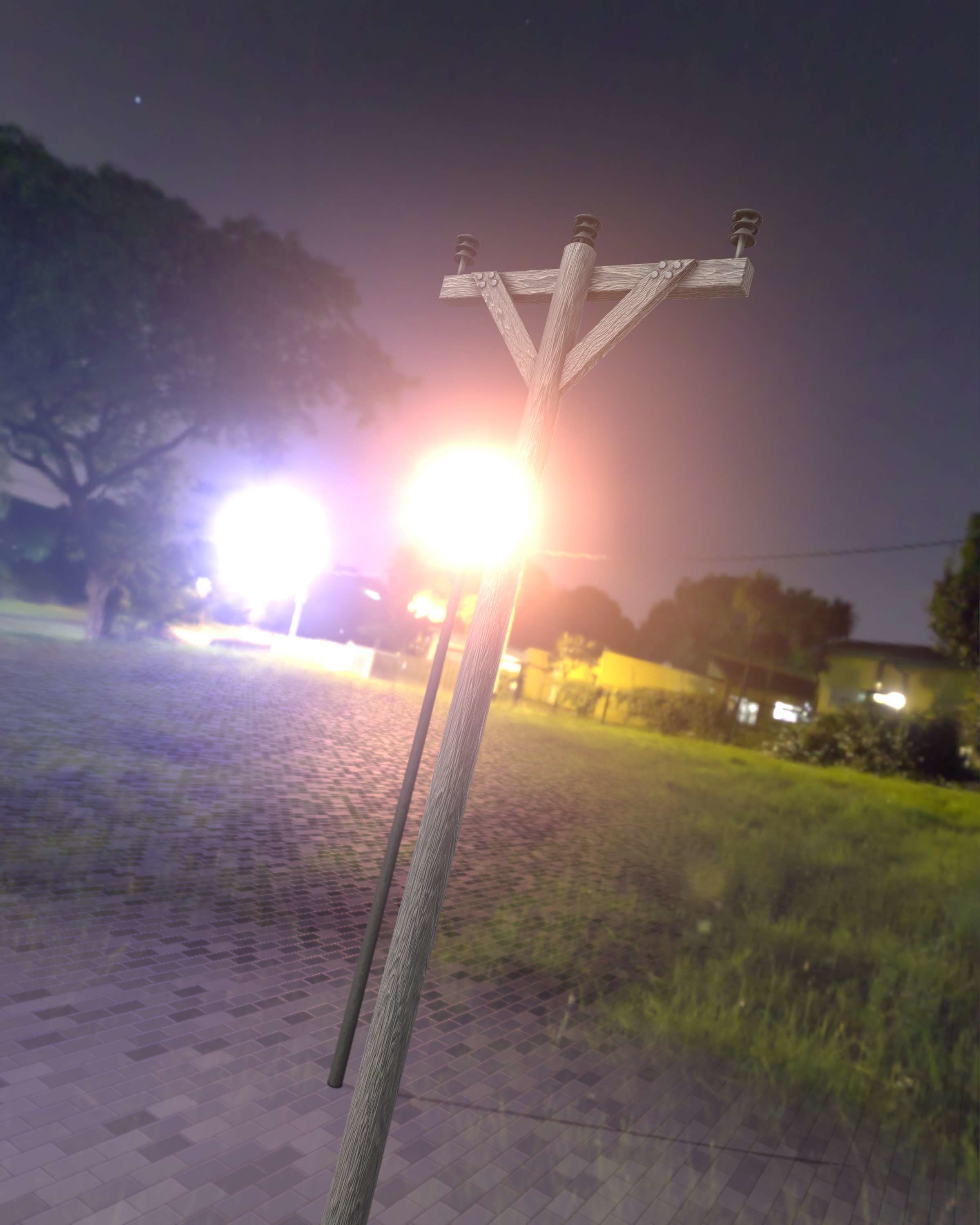 Wooden Electricity Pylon - Object 015 Low-poly 3D model_15