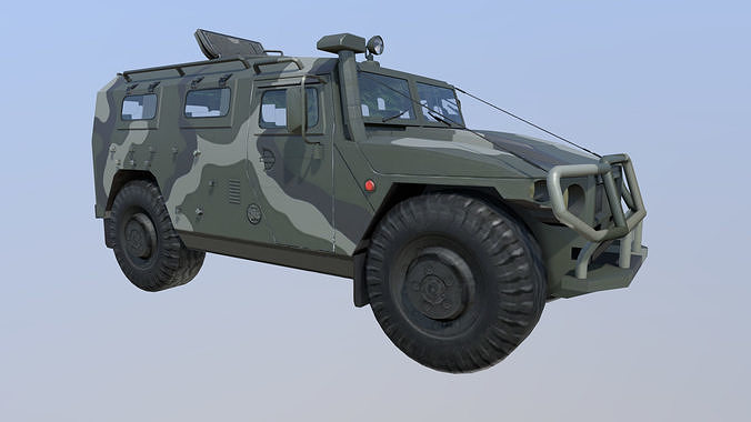 3d model miliary car GAZ-233014 Low-poly 3D model