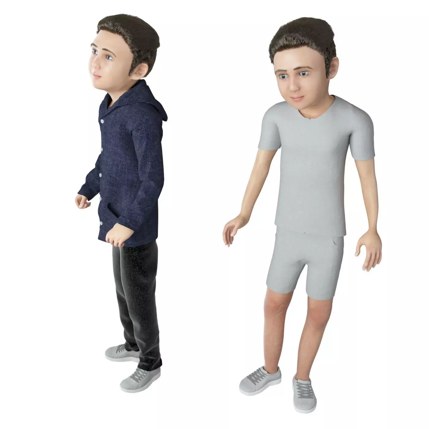 Boy real cloth simulation conversation loop animation 4 3D model_0