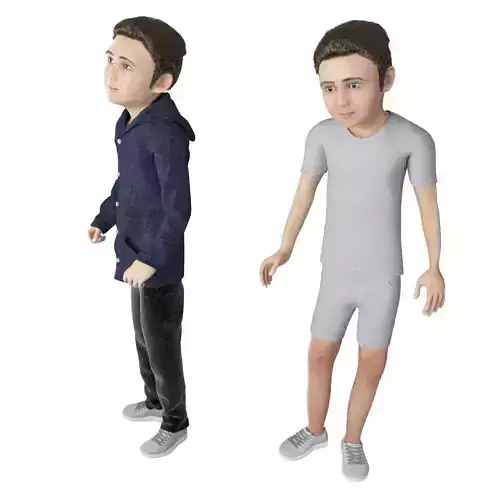 Boy real cloth simulation conversation loop animation 4 3D model
