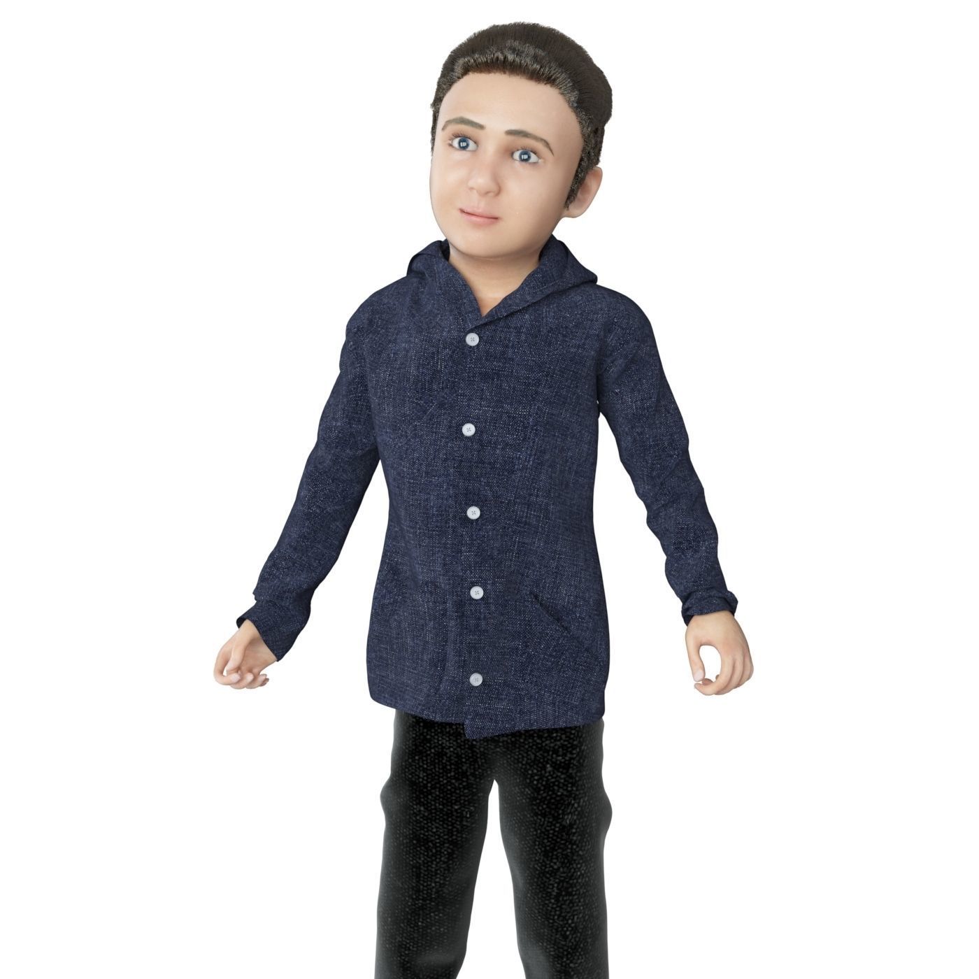 Boy real cloth simulation conversation loop animation 4 3D model_9