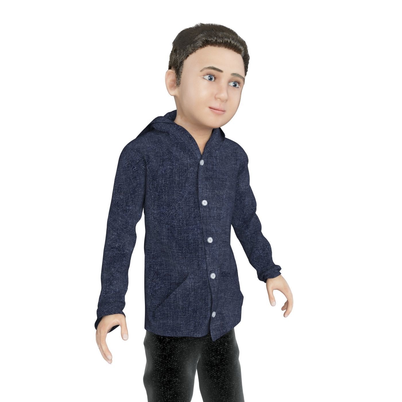 Boy real cloth simulation conversation loop animation 4 3D model_6