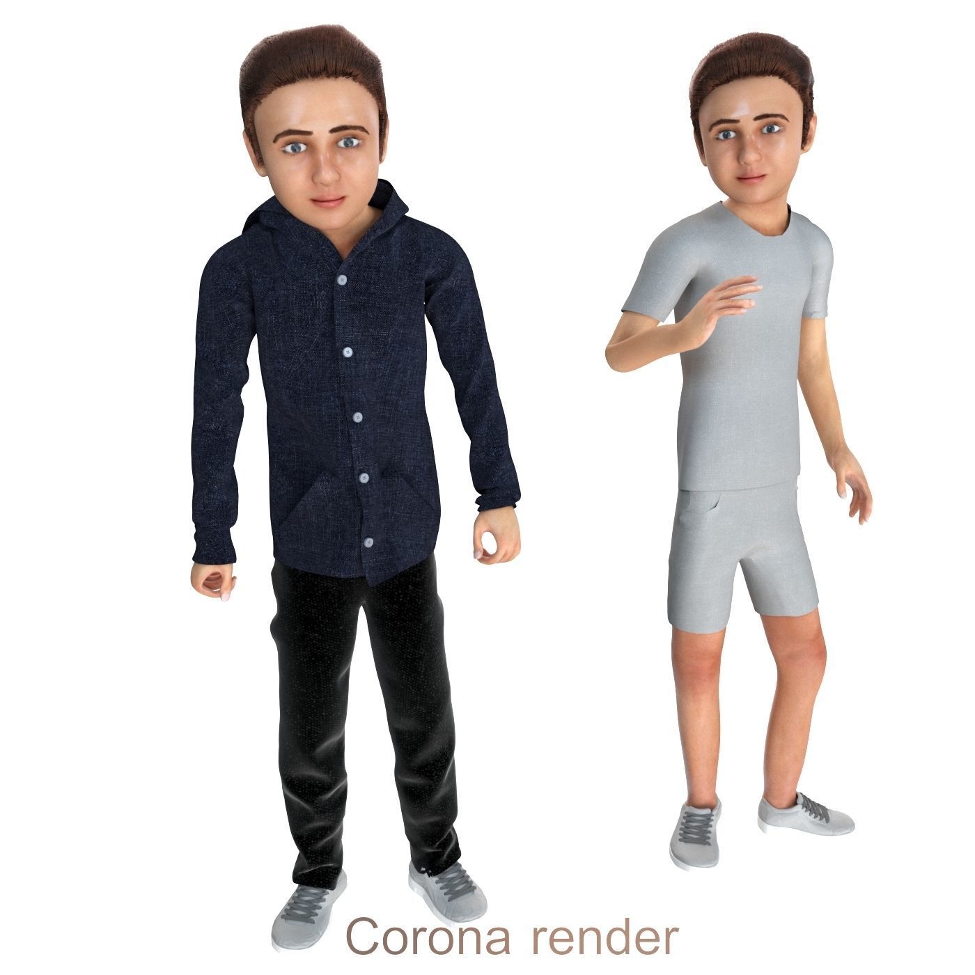 Boy real cloth simulation conversation loop animation 4 3D model_12