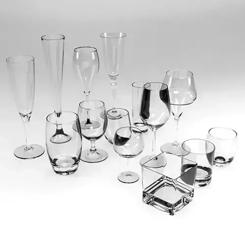 GLASSES SET of wine Low-poly 3D model