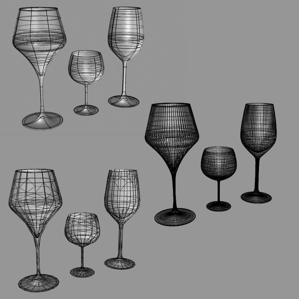 GLASSES SET of wine Low-poly 3D model_8