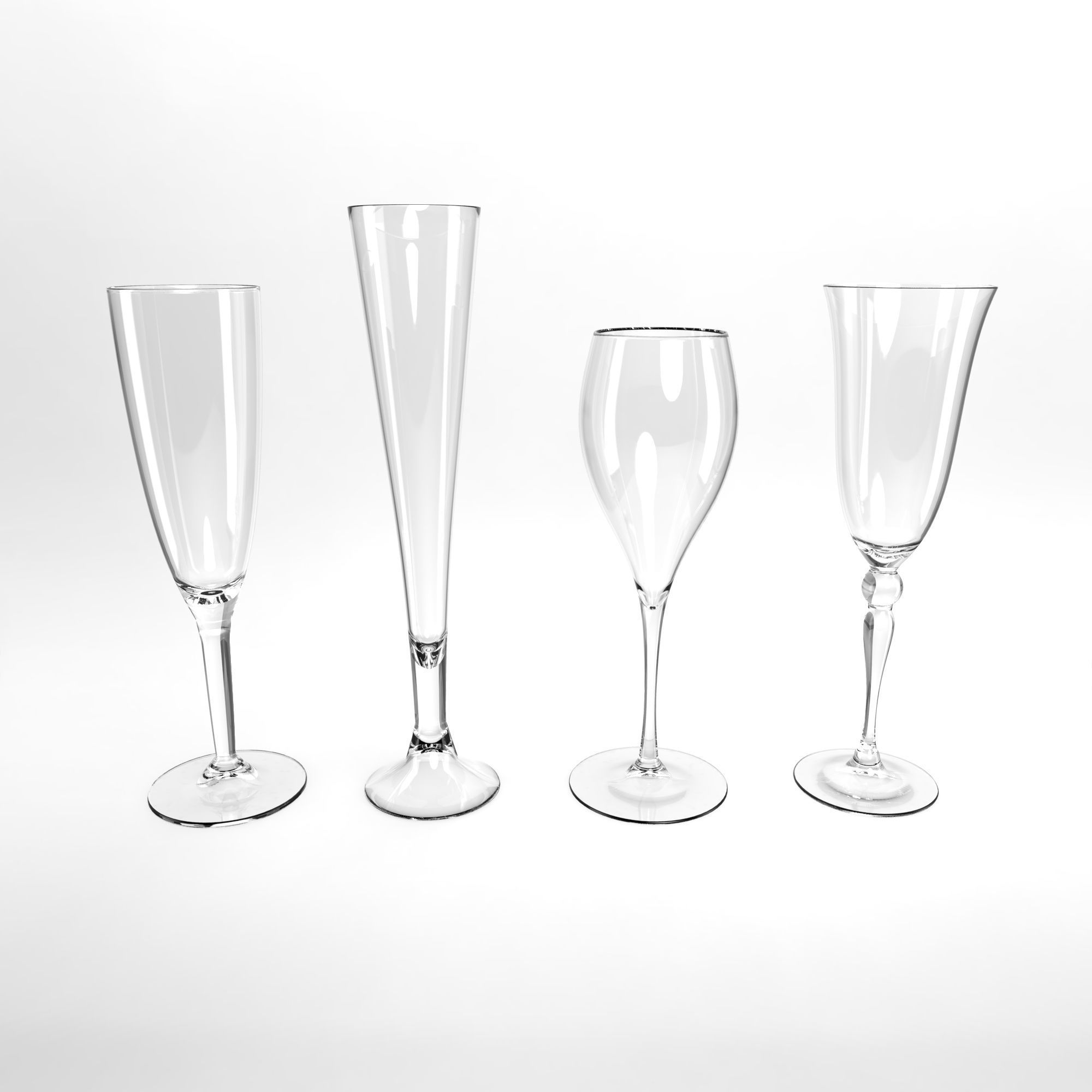 GLASSES SET of wine Low-poly 3D model_1