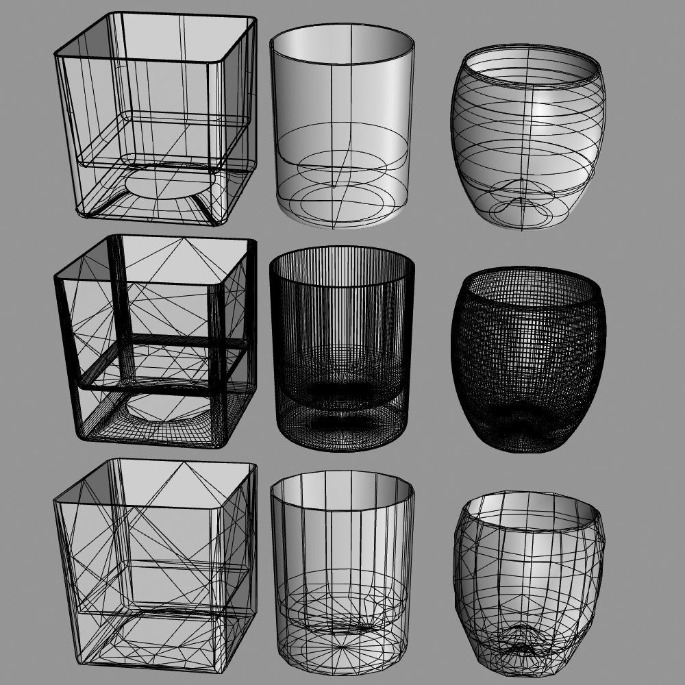 GLASSES SET of wine Low-poly 3D model_6