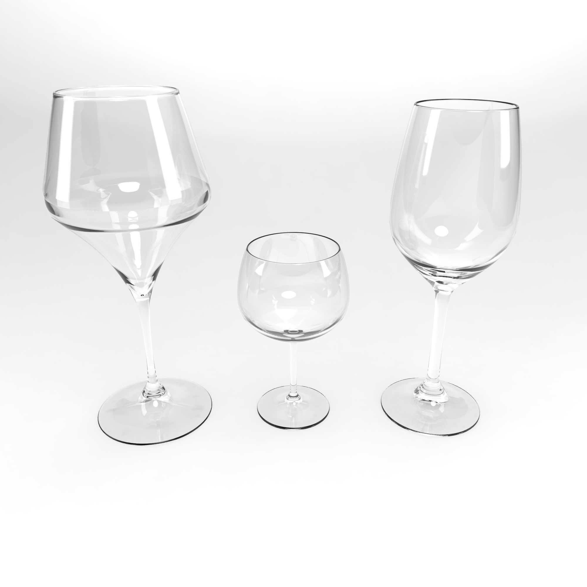 GLASSES SET of wine Low-poly 3D model_7