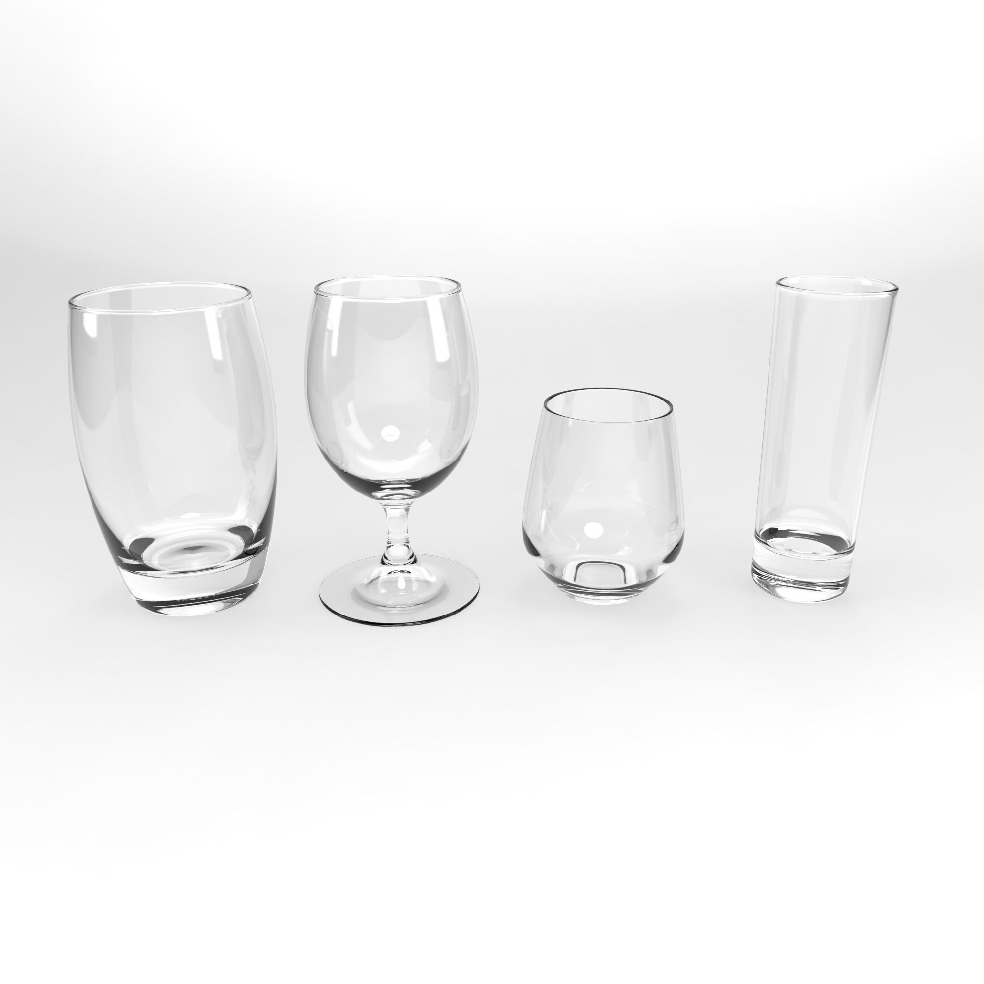 GLASSES SET of wine Low-poly 3D model_3