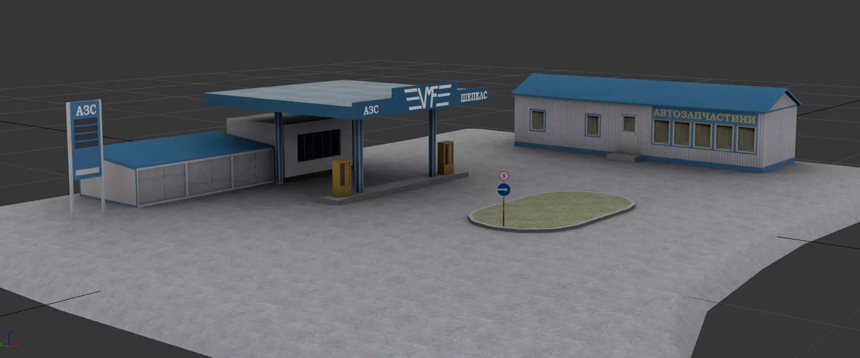Soviet  Gas Station 3D model_0