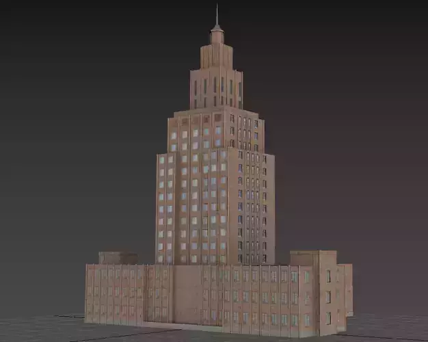 Academy of Sciencies in Riga Low-poly 3D model