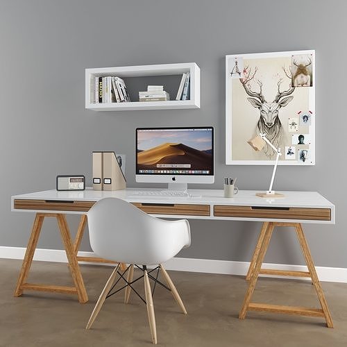 scandinavian desk set 1 3D model