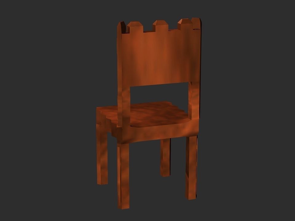 Classic wooden castle chair Low-poly 3D model_9