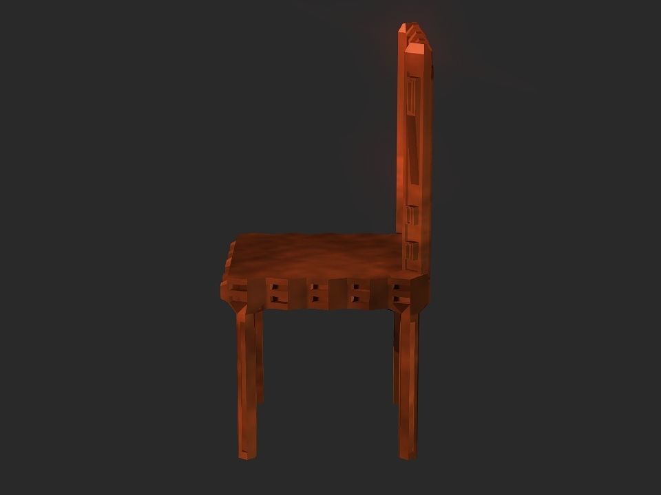 Classic wooden castle chair Low-poly 3D model_15
