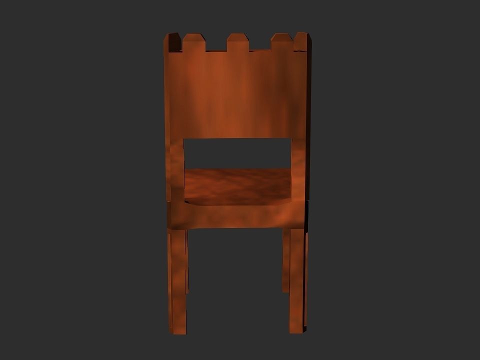 Classic wooden castle chair Low-poly 3D model_8