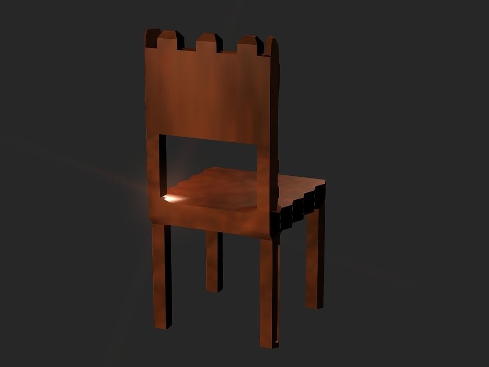Classic wooden castle chair Low-poly 3D model_6