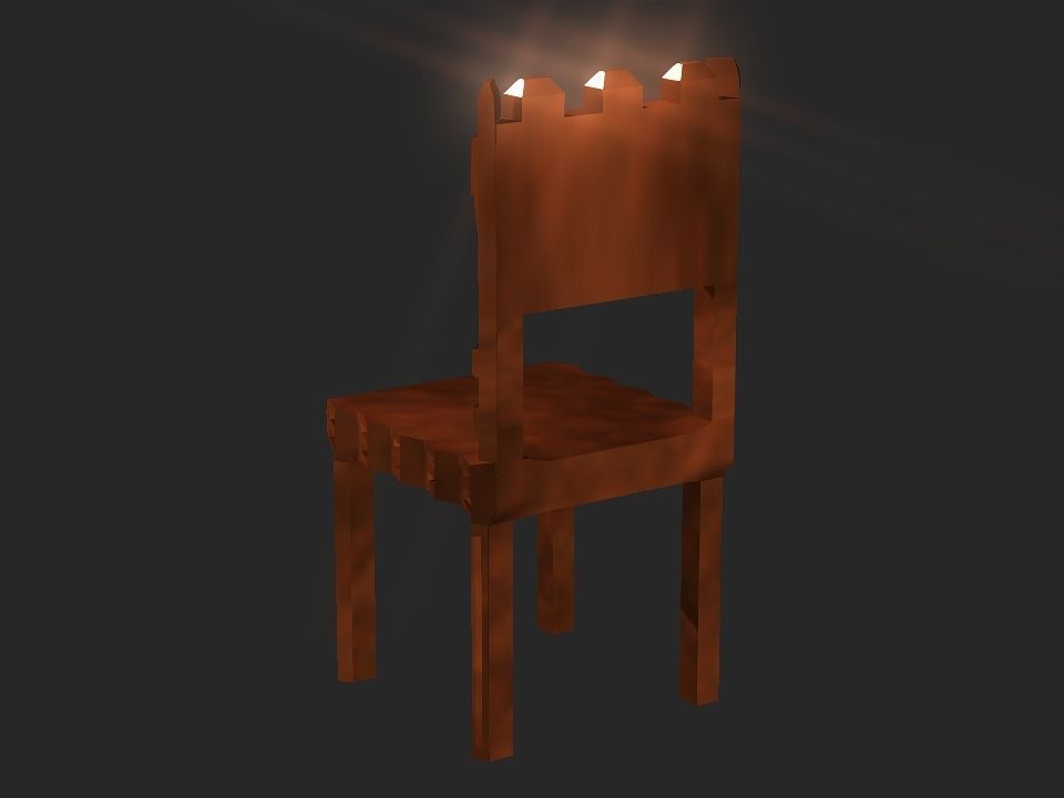 Classic wooden castle chair Low-poly 3D model_10