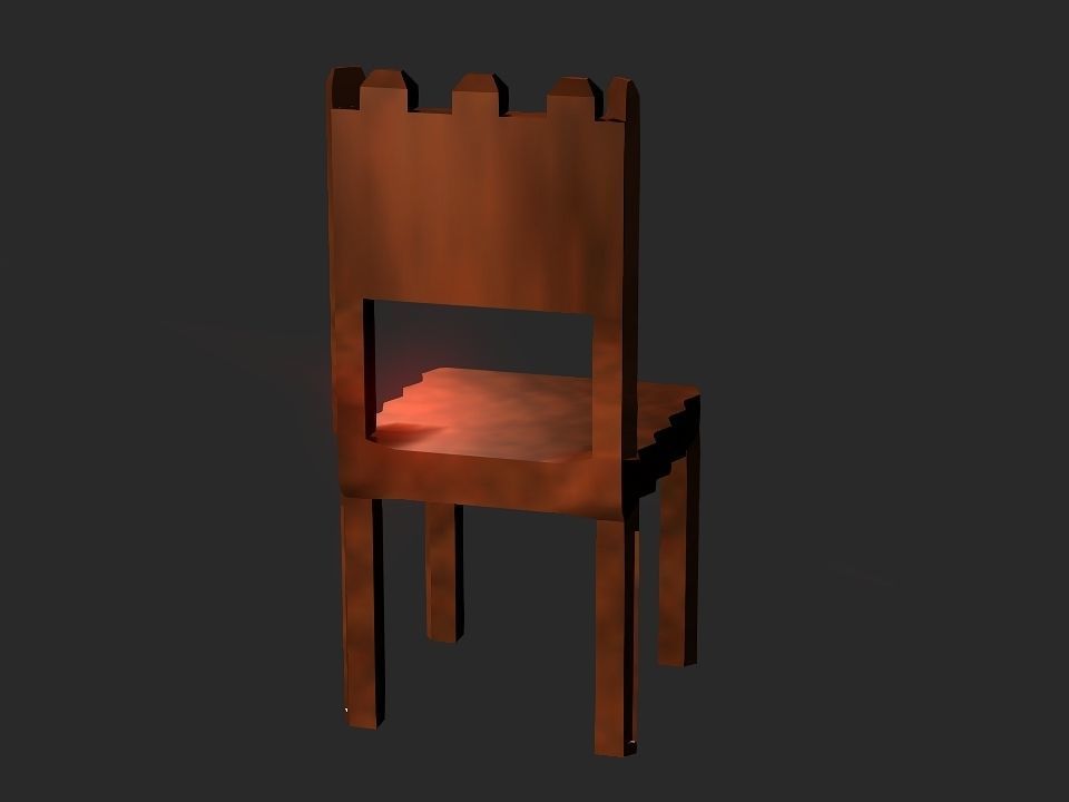 Classic wooden castle chair Low-poly 3D model_7