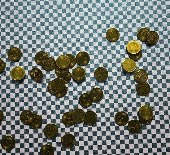 Bitcoins Fall  Baked Animation Low-poly 3D model