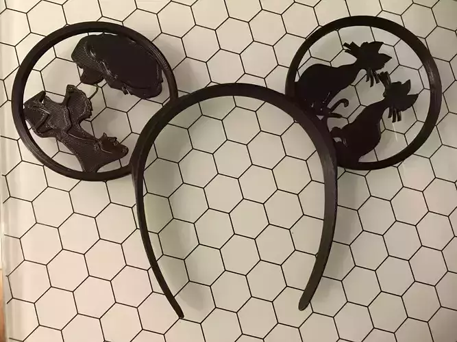 Mickey Mouse Headband slide on Lady and Trap style ears set V5