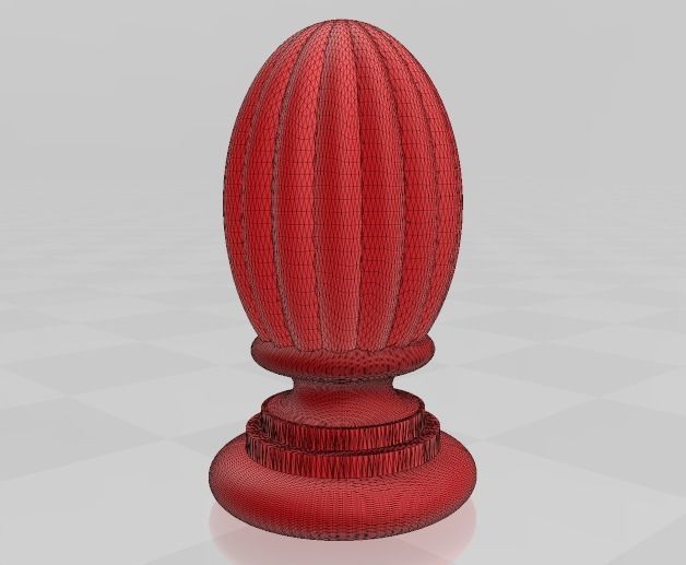 Decorative fluted finial cone 3D print model_1