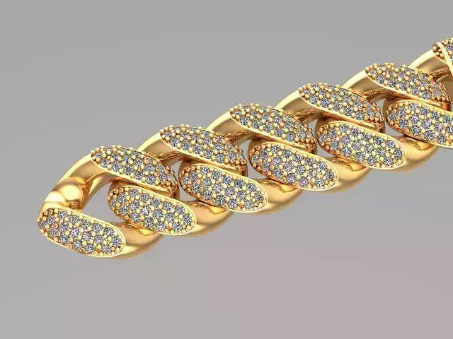 cuban chain bracelet  necklace diamond STL  3D model