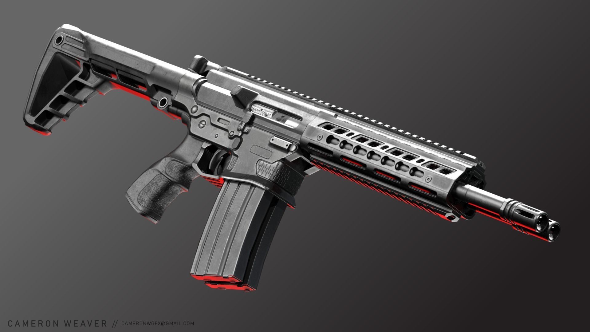 Double Barrel Rifle - Snake Low-poly 3D model_3