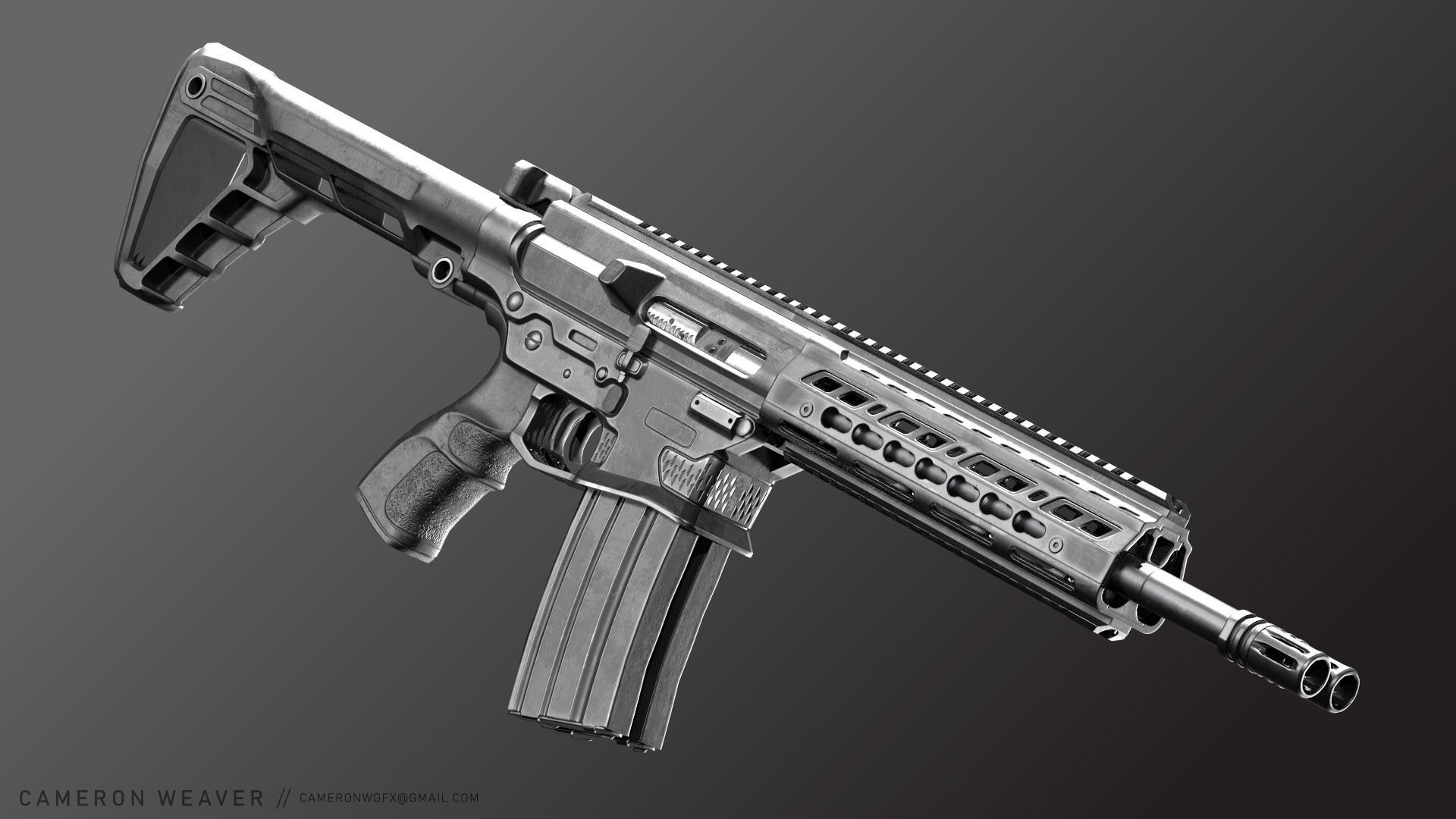 Double Barrel Rifle - Snake Low-poly 3D model_1