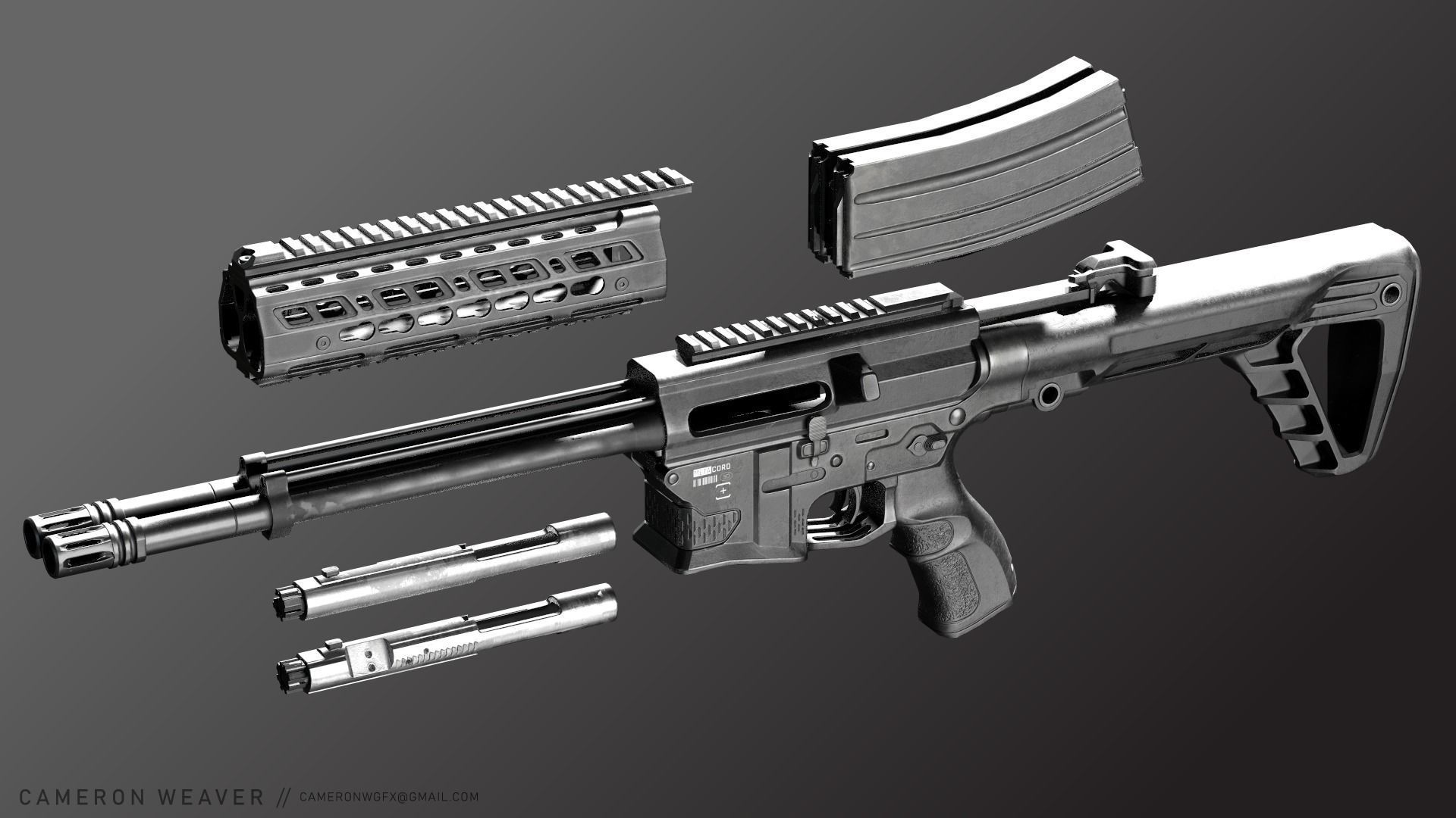 Double Barrel Rifle - Snake Low-poly 3D model_5