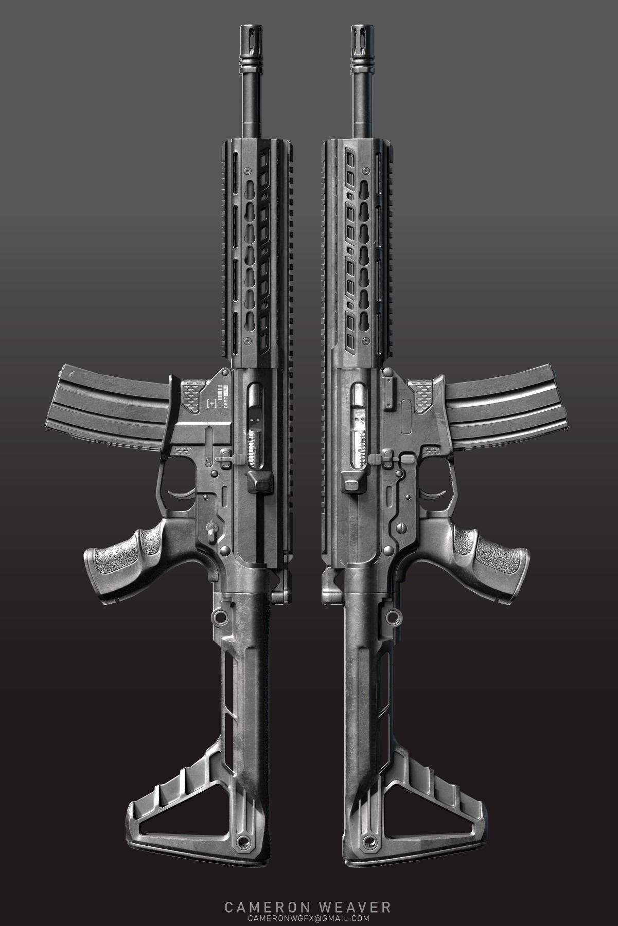 Double Barrel Rifle - Snake Low-poly 3D model_4