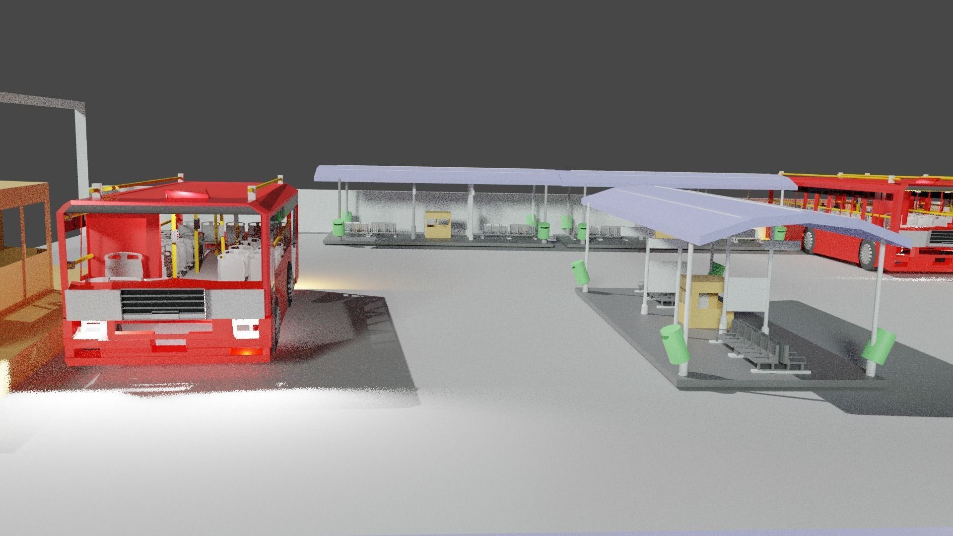 BUS AND BUS STATION 3D model_2