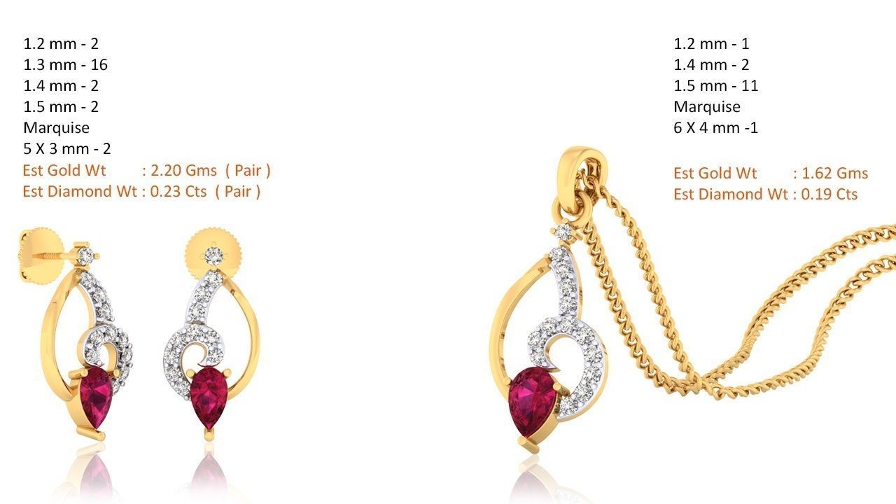 Women pendant-earrings set 3dm mgx render detail 3D print model 3D print model_7