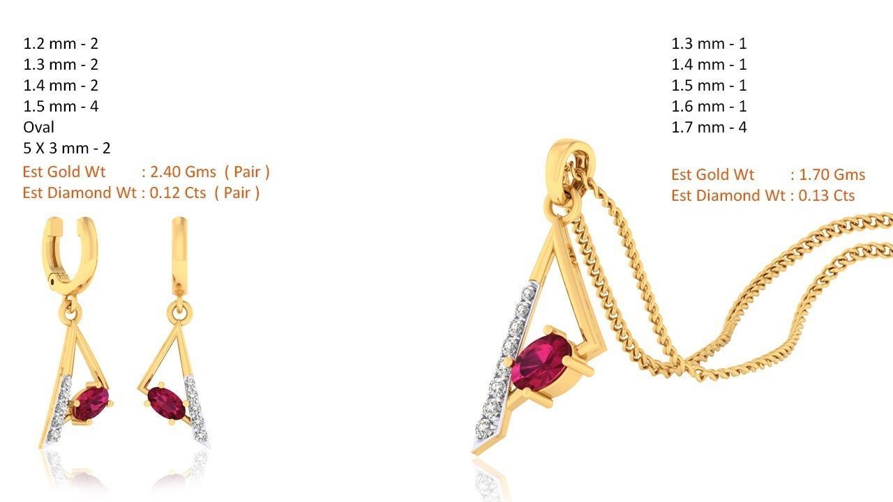 Women pendant-earrings set 3dm mgx render detail 3D print model 3D print model_8