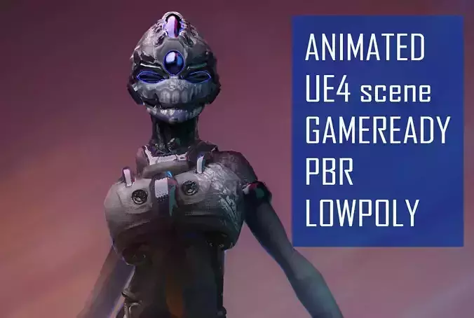 ScoreLetha Sci-fi girl Low-poly 3D model gameready animated Low-poly 3D model