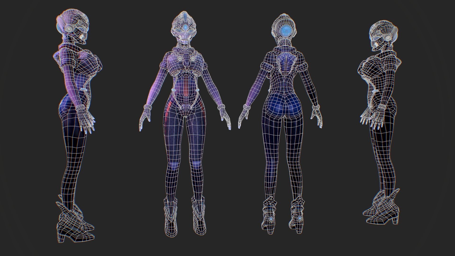 ScoreLetha Sci-fi girl Low-poly 3D model gameready animated Low-poly 3D model_9
