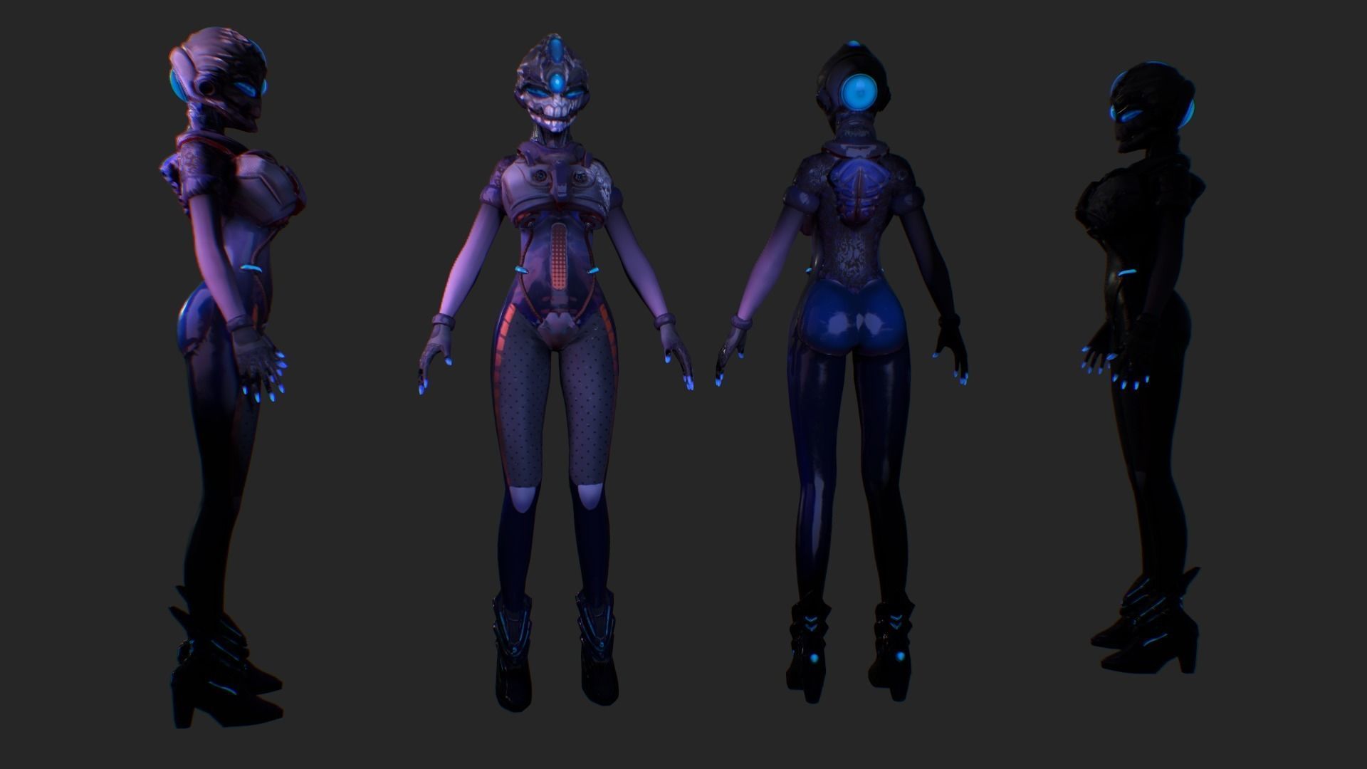 ScoreLetha Sci-fi girl Low-poly 3D model gameready animated Low-poly 3D model_7