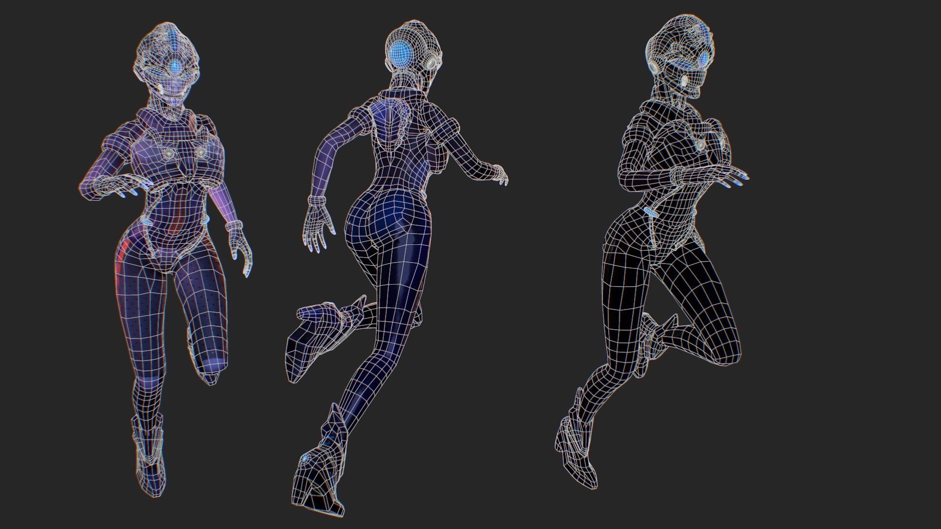 ScoreLetha Sci-fi girl Low-poly 3D model gameready animated Low-poly 3D model_8