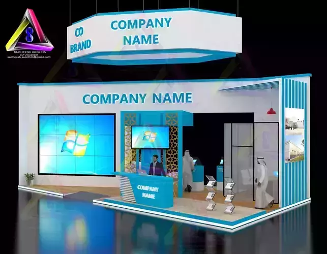 12 m X 6 m Island Type Exhibition Stand with elegant design 3D print model
