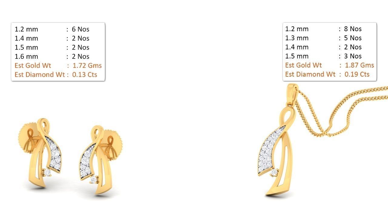 Women pendant-earrings set 3dm mgx render detail 3D print model 3D print model_8