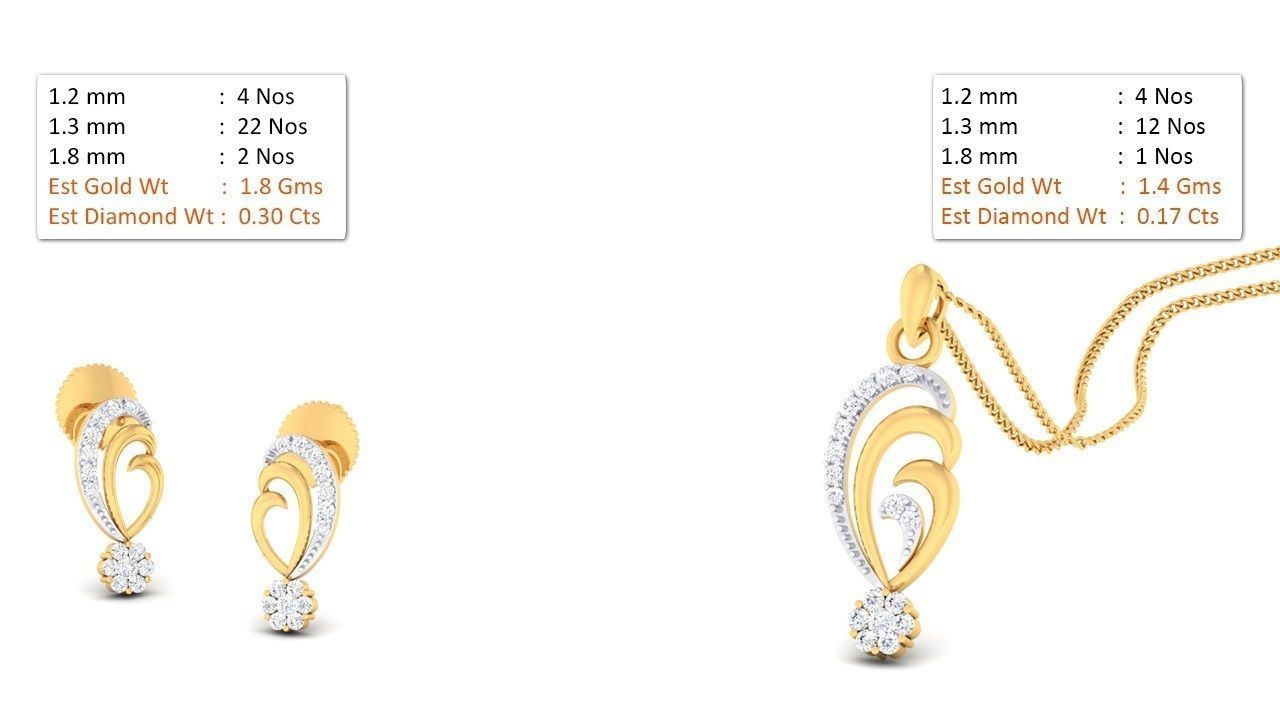 Women pendant-earrings set 3dm mgx render detail 3D print model 3D print model_8