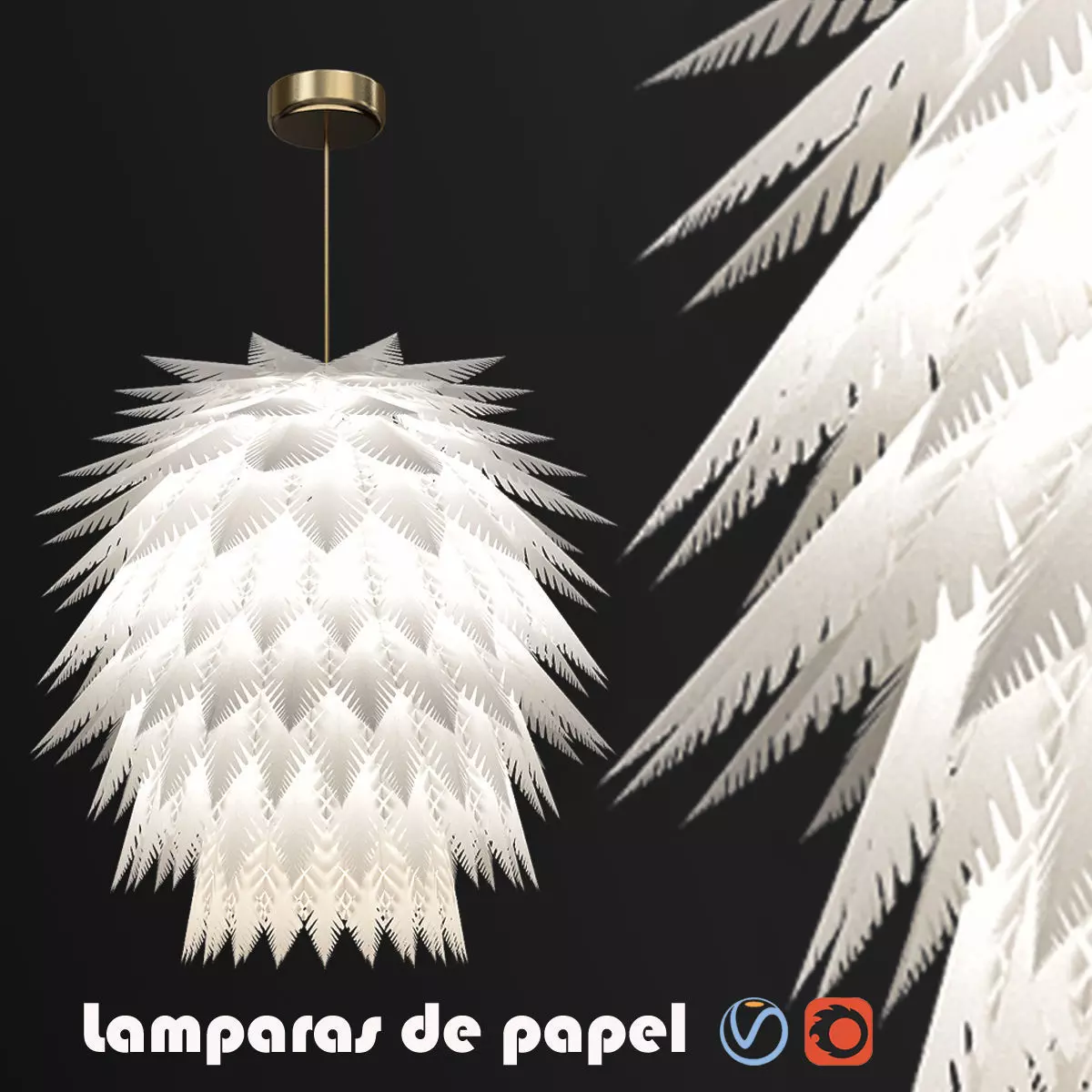 Lamparas de papel 3D model