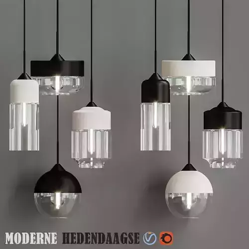 Moderne Hedendaagse Retro Art Metal  Glazen Hanger Lampen