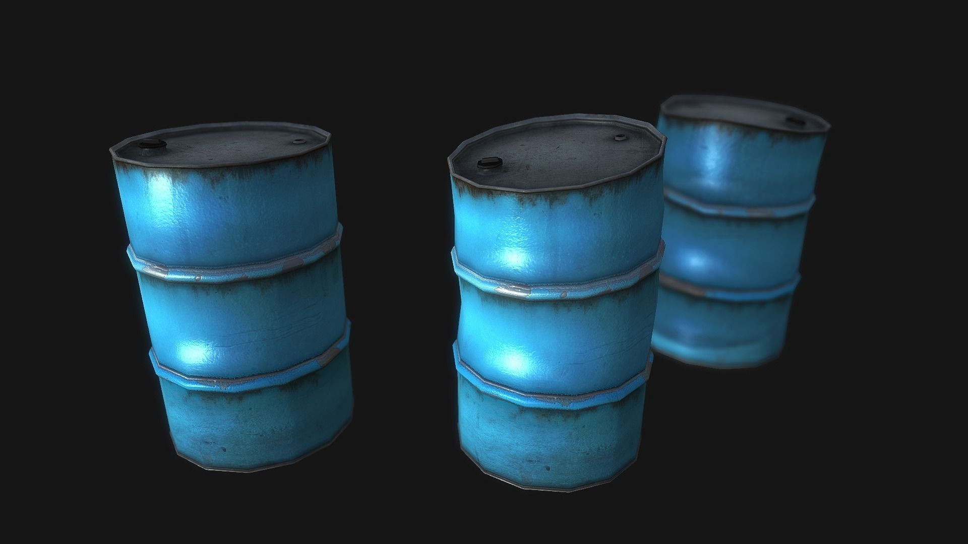 Metal Barrels Collection Low-poly 3D model_7