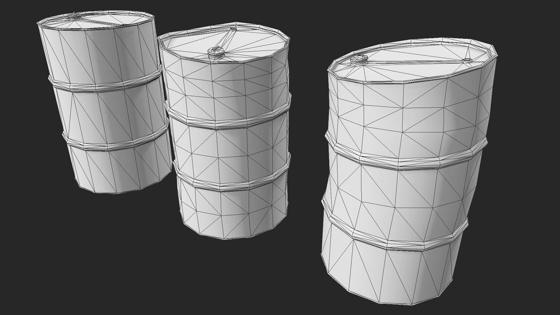 Metal Barrels Collection Low-poly 3D model_11