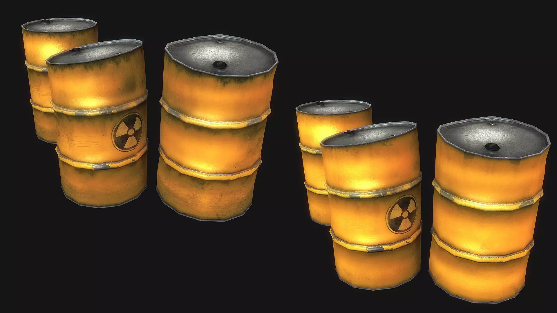 Metal Barrels Collection Low-poly 3D model_0